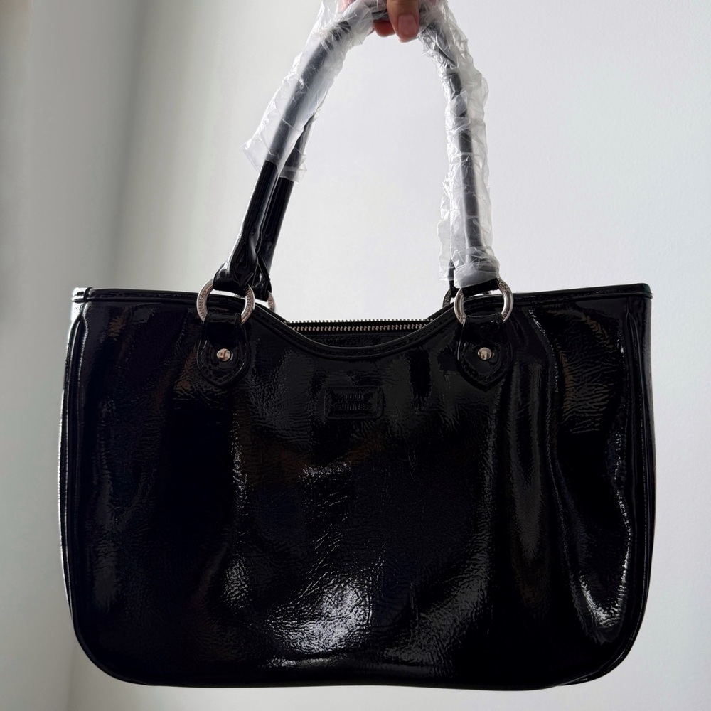 Lulu Guinness Black Patent Top Handle Tote